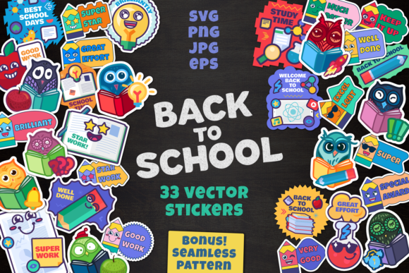 Cartoon School Stickers Set: A Versatile Resource for Back-to-School Motivation and Design